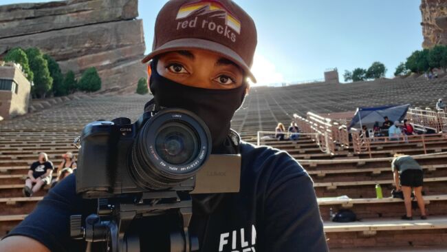 CU Boulder student Katrina Miller at Red Rocks Amphitheater