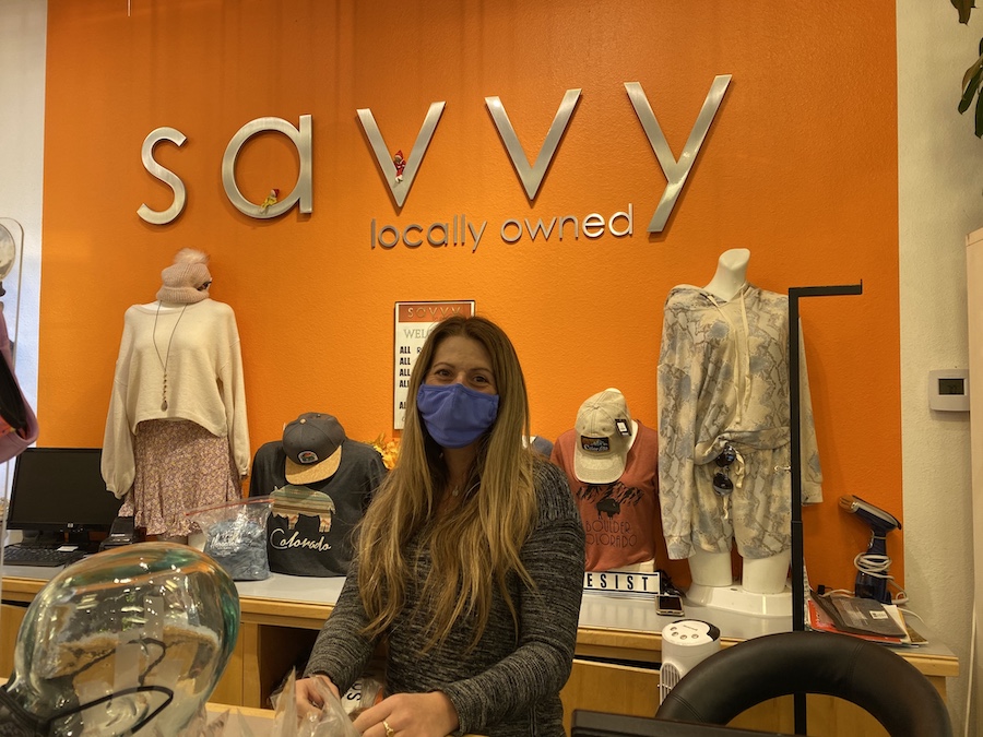 Erica Dahl, owner of Savvy which is located on Pearl Street Mall in Boulder, CO