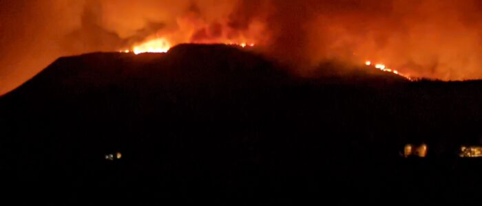 The East Troublesome Fire viewed from the East Grand School District bus barn on October 21, 2020. Photo courtesy of Scott Huff. © 2020 Scott Huff. All rights reserved.