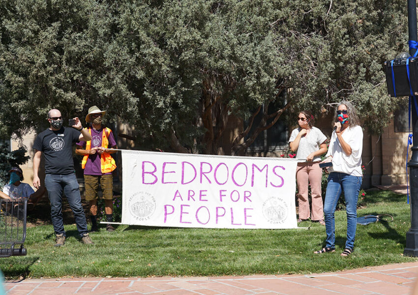In fall of 2020, Bedrooms are for People organized a march in Downtown Boulder that was accompanied by a tremendous turnout from the community. Photo courtesy of Daniel Pope.