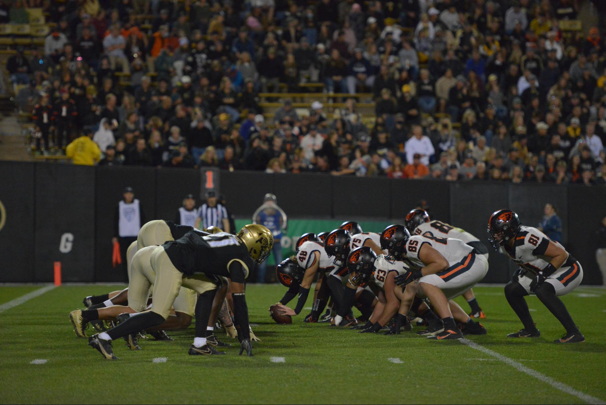 Beavers offense and Buffs defense line up before the snap The Bold