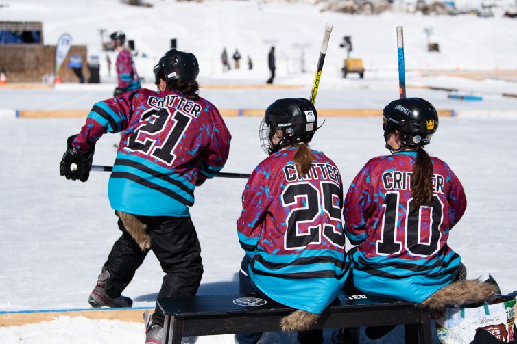 A player for the team Pucking Critters takes to the ice at the P