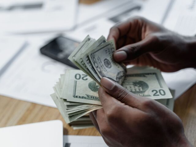 Counting Cash 2 stock photo