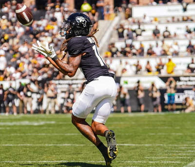 Wideout Xavier Weaver hauled in 11 receptions for 170 yards and a touchdown against Nebraska in the 36-14 win. (Photo from Neill Woelk/cubuffs.com)