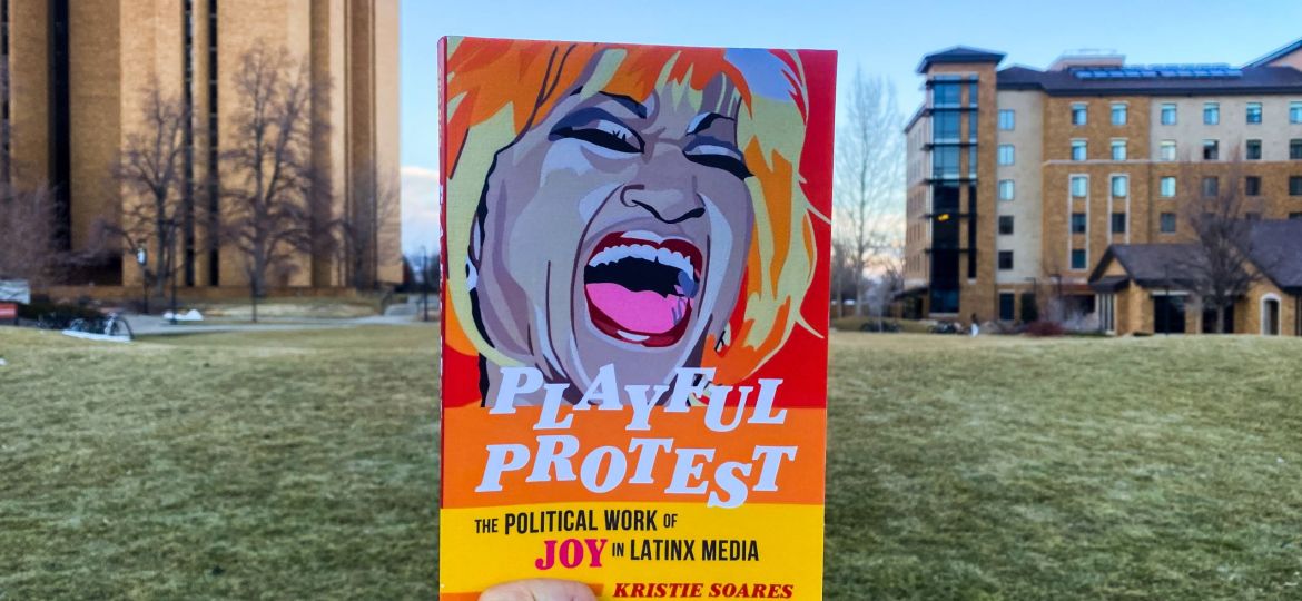 Assistant Professor of Women and Gender Studies at CU Boulder, Kristie Soares' book Playful Protest depicted on Feb. 16, 2024, in Boulder, Colorado. (The Bold/Juanita Hurtado)