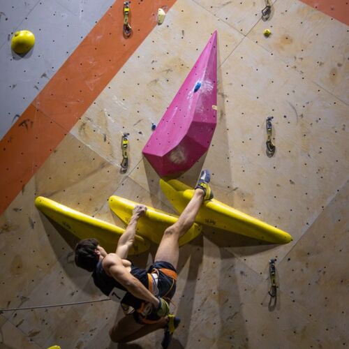 Indoor climbing move, "Preparation," 2026